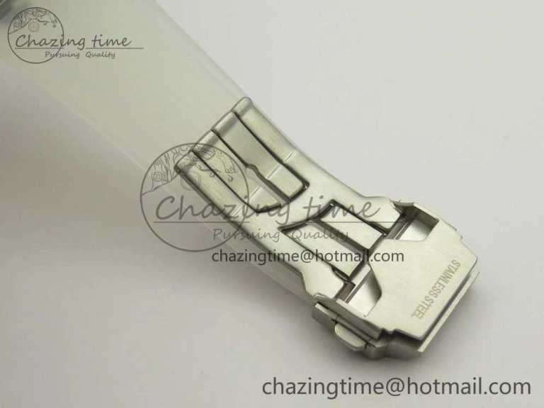 Big Bang Unico Magic Sapphire 45mm OXF Best Edition Skeleton Dial Diamonds Bezel on White Rubber Strap A1242