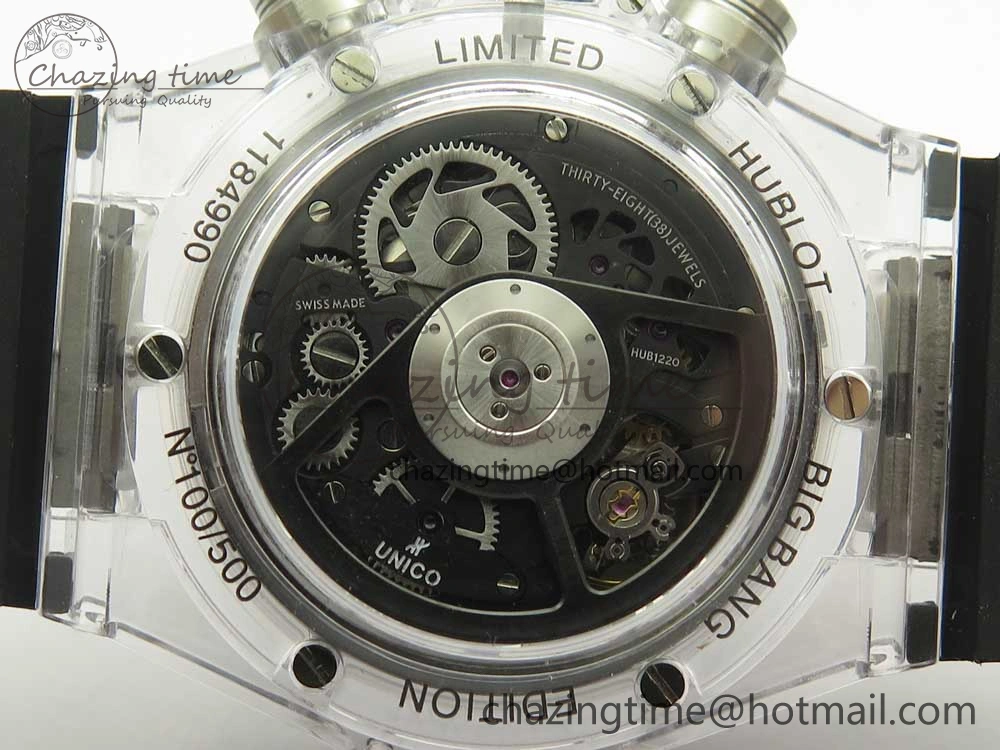 Big Bang Unico Magic Sapphire 45mm OXF Best Edition Skeleton Dial on Black Rubber Strap A1242