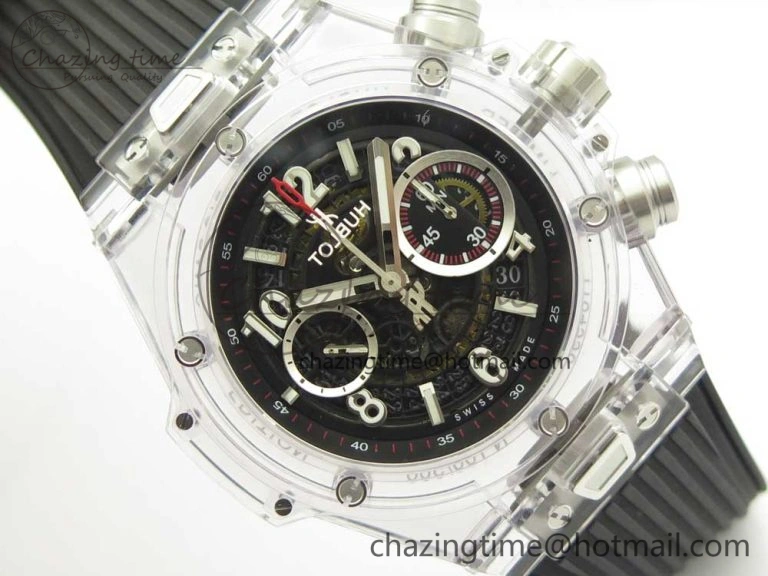 Big Bang Unico Magic Sapphire 45mm OXF Best Edition Skeleton Dial on Black Rubber Strap A1242