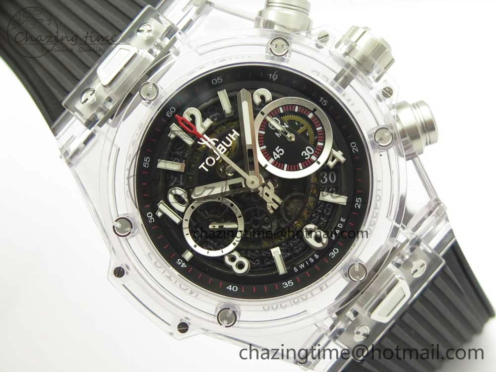 Big Bang Unico Magic Sapphire 45mm OXF Best Edition Skeleton Dial on Black Rubber Strap A1242