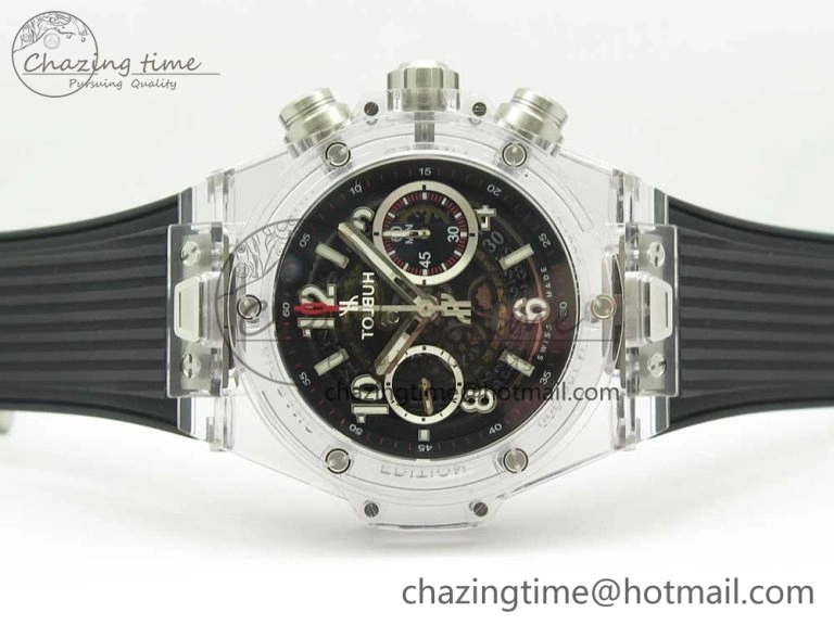 Big Bang Unico Magic Sapphire 45mm OXF Best Edition Skeleton Dial on Black Rubber Strap A1242
