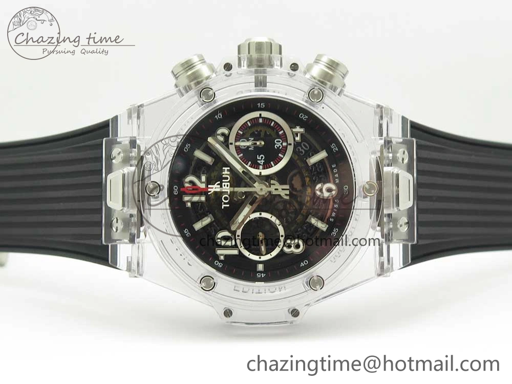Big Bang Unico Magic Sapphire 45mm OXF Best Edition Skeleton Dial on Black Rubber Strap A1242