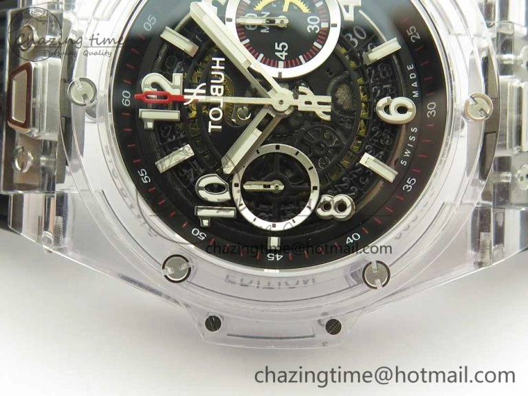 Big Bang Unico Magic Sapphire 45mm OXF Best Edition Skeleton Dial on Black Rubber Strap A1242