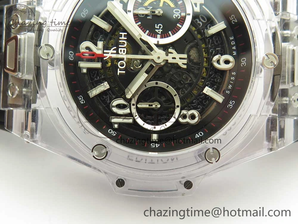 Big Bang Unico Magic Sapphire 45mm OXF Best Edition Skeleton Dial on Black Rubber Strap A1242