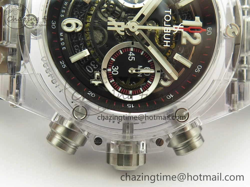 Big Bang Unico Magic Sapphire 45mm OXF Best Edition Skeleton Dial on Black Rubber Strap A1242