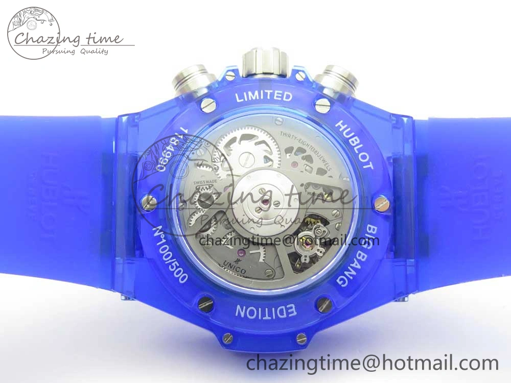 Big Bang Unico Magic Sapphire Blue 45mm OXF Best Edition Skeleton Dial on Blue Rubber Strap A1242