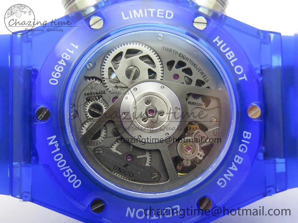 Big Bang Unico Magic Sapphire Blue 45mm OXF Best Edition Skeleton Dial on Blue Rubber Strap A1242