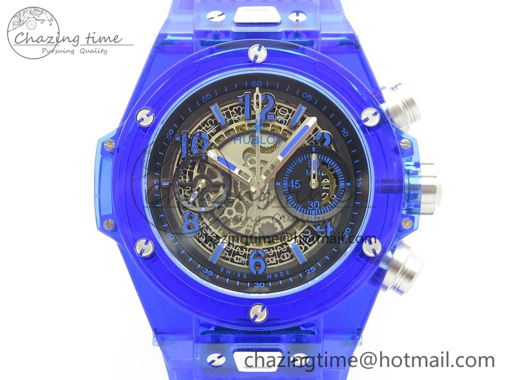 Big Bang Unico Magic Sapphire Blue 45mm OXF Best Edition Skeleton Dial on Blue Rubber Strap A1242