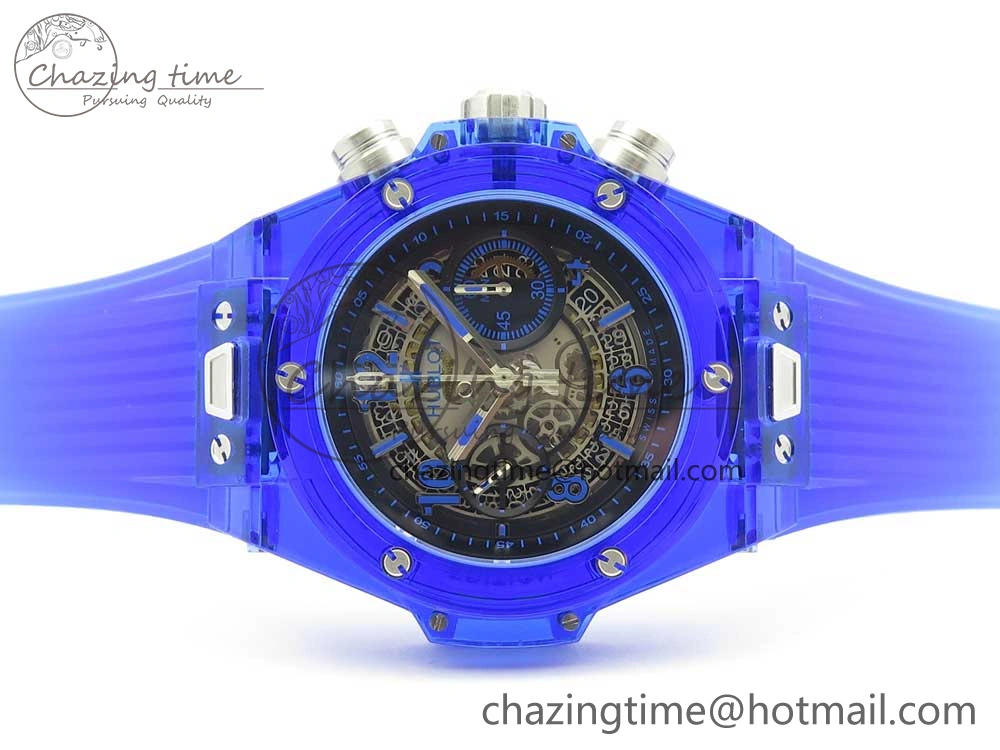 Big Bang Unico Magic Sapphire Blue 45mm OXF Best Edition Skeleton Dial on Blue Rubber Strap A1242