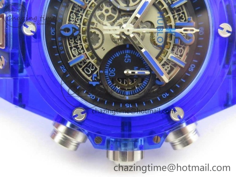 Big Bang Unico Magic Sapphire Blue 45mm OXF Best Edition Skeleton Dial on Blue Rubber Strap A1242