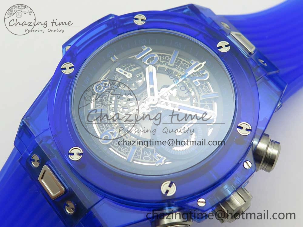 Big Bang Unico Magic Sapphire Blue 45mm OXF Best Edition Skeleton Dial on Blue Rubber Strap A1242