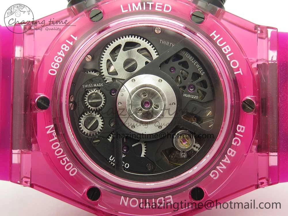 Big Bang Unico Magic Sapphire Pink 45mm OXF Best Edition Skeleton Dial on Pink Rubber Strap A1242