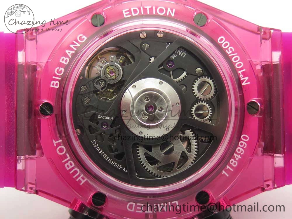 Big Bang Unico Magic Sapphire Pink 45mm OXF Best Edition Skeleton Dial on Pink Rubber Strap A1242