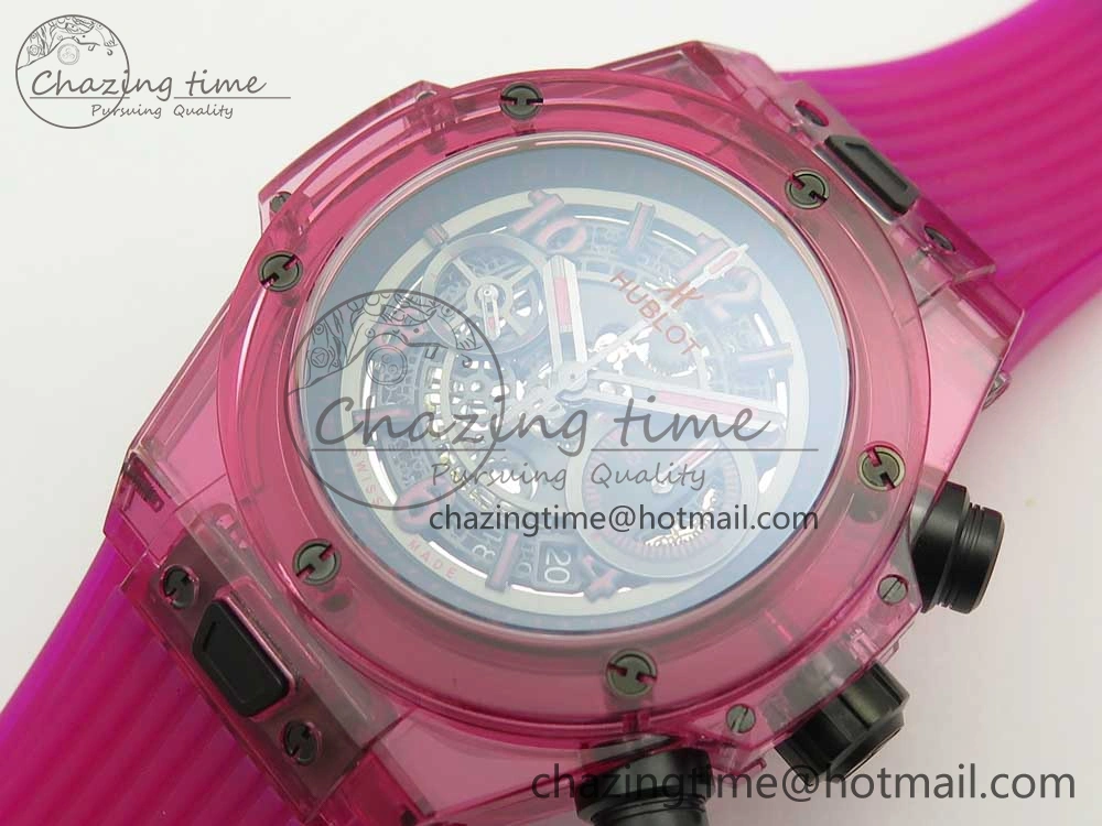 Big Bang Unico Magic Sapphire Pink 45mm OXF Best Edition Skeleton Dial on Pink Rubber Strap A1242