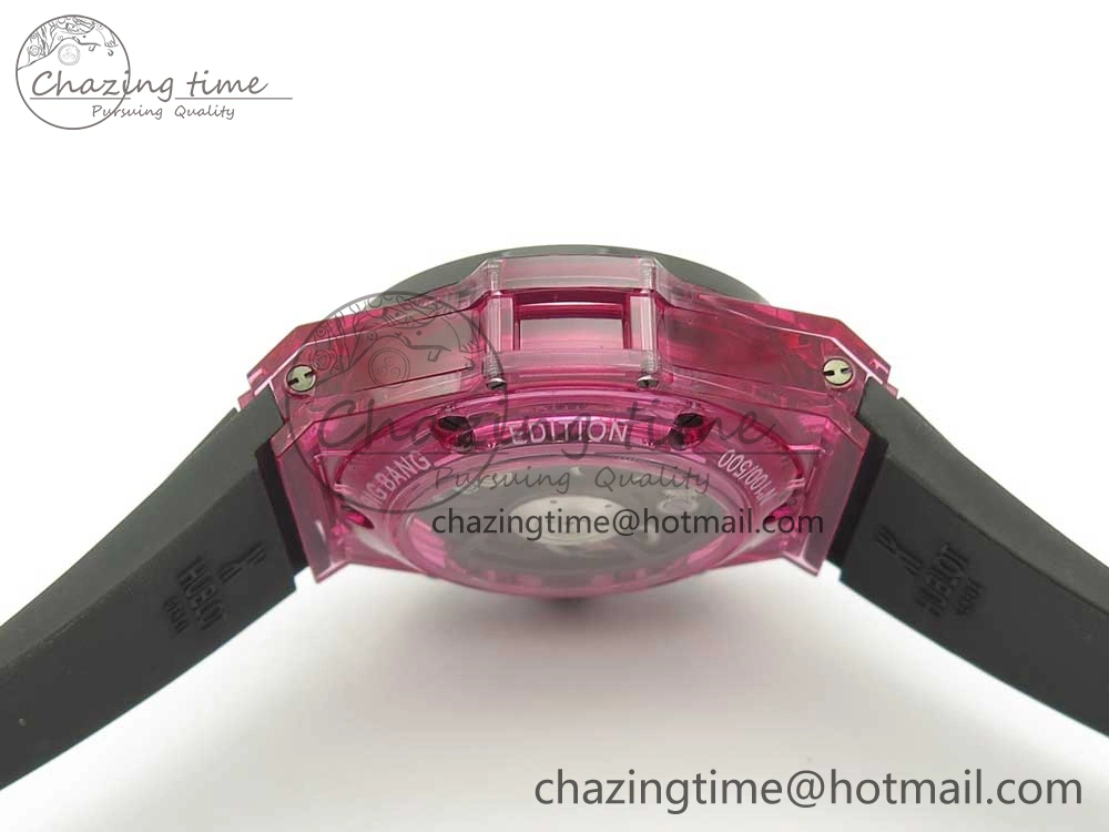 Big Bang Unico Purple Magic Sapphire 45mm OXF Best Edition Crystal Bezel Skeleton Dial on Black Rubber Strap A1242