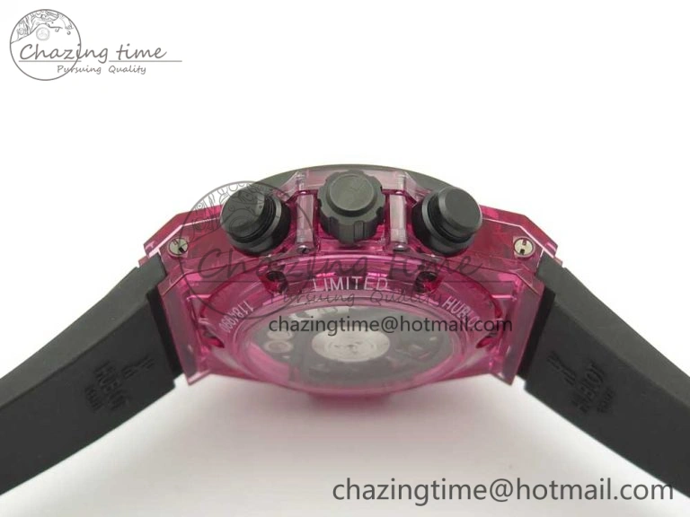Big Bang Unico Purple Magic Sapphire 45mm OXF Best Edition Crystal Bezel Skeleton Dial on Black Rubber Strap A1242
