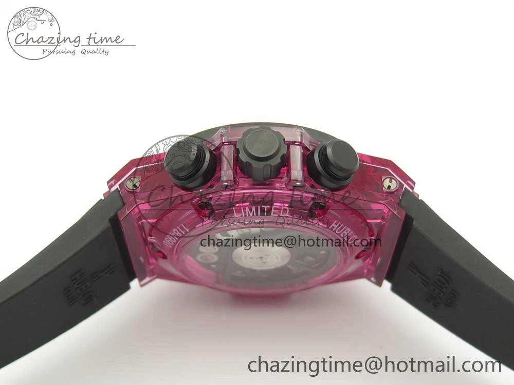 Big Bang Unico Purple Magic Sapphire 45mm OXF Best Edition Crystal Bezel Skeleton Dial on Black Rubber Strap A1242