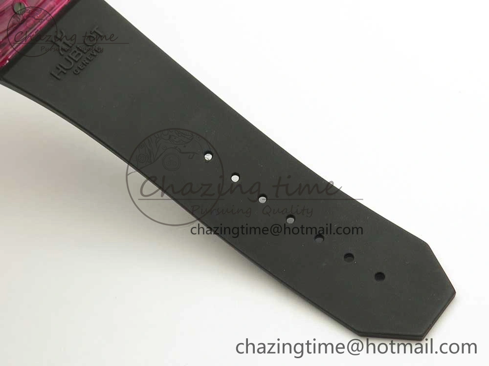 Big Bang Unico Purple Magic Sapphire 45mm OXF Best Edition Crystal Bezel Skeleton Dial on Black Rubber Strap A1242