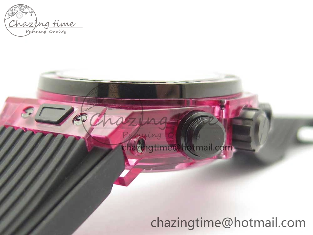 Big Bang Unico Purple Magic Sapphire 45mm OXF Best Edition Crystal Bezel Skeleton Dial on Black Rubber Strap A1242