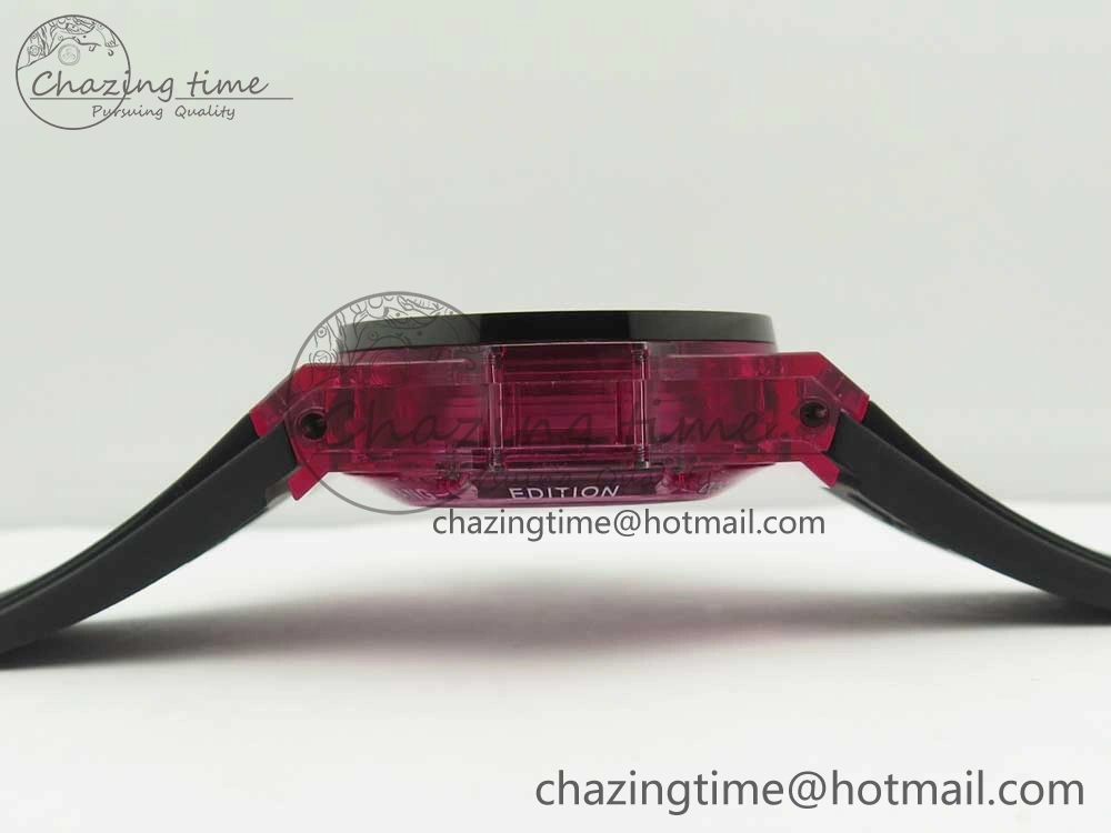Big Bang Unico Purple Magic Sapphire 45mm OXF Best Edition Crystal Bezel Skeleton Dial on Black Rubber Strap A1242
