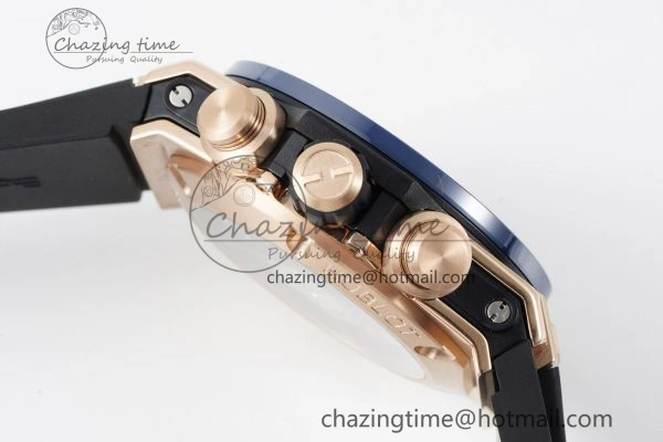 Big Bang Unico RG 45mm BBF 1:1 Best Edition Blue Ceramic Bezel Skeleton Dial on Black Rubber Strap A1280
