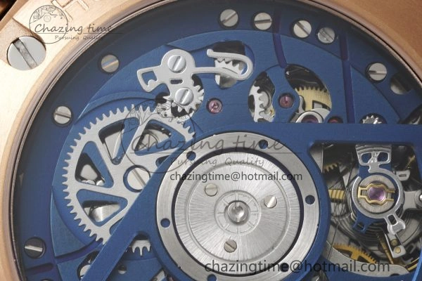 Big Bang Unico RG 45mm BBF 1:1 Best Edition Blue Ceramic Bezel Skeleton Dial on Black Rubber Strap A1280