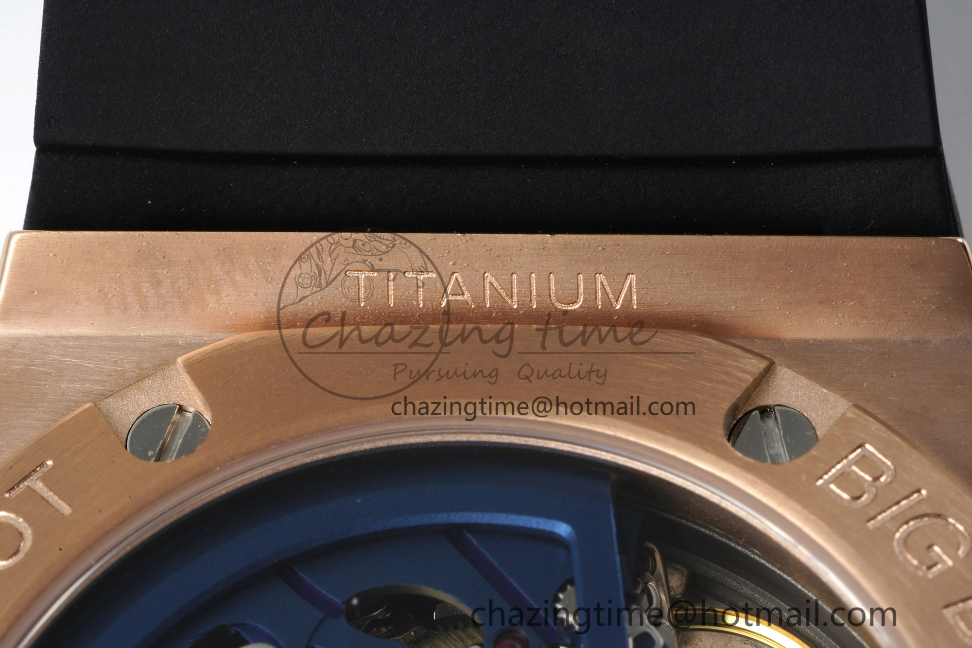 Big Bang Unico RG 45mm BBF 1:1 Best Edition Blue Ceramic Bezel Skeleton Dial on Black Rubber Strap A1280