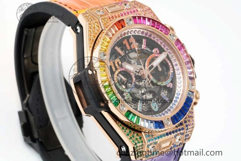 Big Bang Unico Rainbow King RG 45mm ZF 1:1 Best Edition on Rainbow Gummy Strap A1280