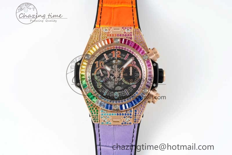 Big Bang Unico Rainbow King RG 45mm ZF 1:1 Best Edition on Rainbow Gummy Strap A1280