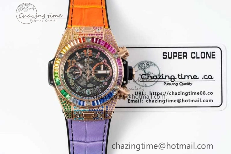 Big Bang Unico Rainbow King RG 45mm ZF 1:1 Best Edition on Rainbow Gummy Strap A1280