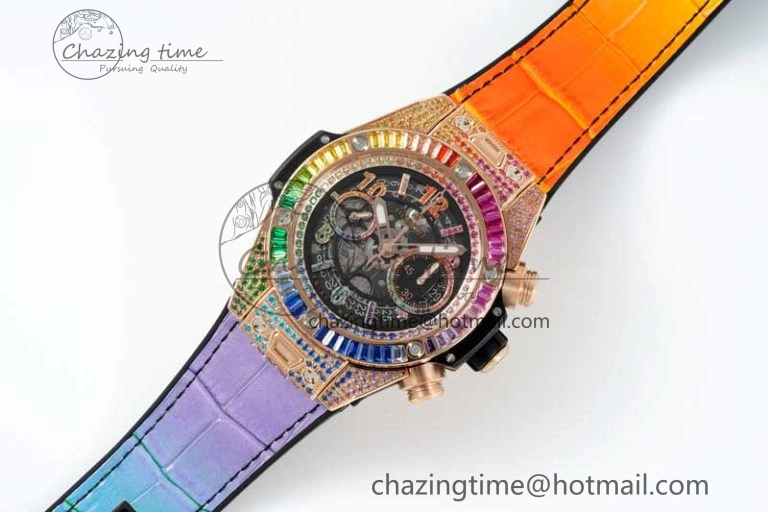 Big Bang Unico Rainbow King RG 45mm ZF 1:1 Best Edition on Rainbow Gummy Strap A1280