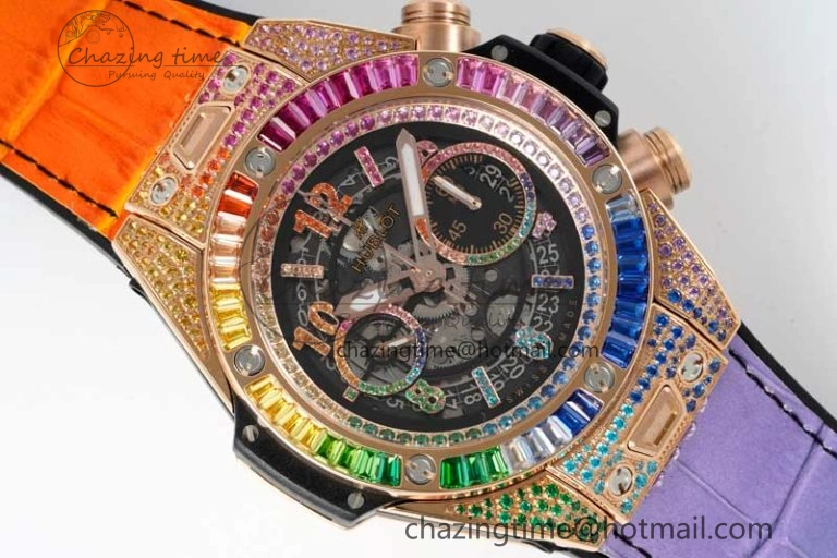 Big Bang Unico Rainbow King RG 45mm ZF 1:1 Best Edition on Rainbow Gummy Strap A1280
