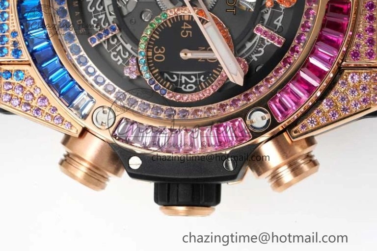Big Bang Unico Rainbow King RG 45mm ZF 1:1 Best Edition on Rainbow Gummy Strap A1280