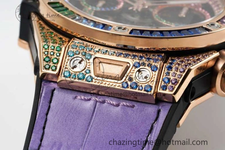 Big Bang Unico Rainbow King RG 45mm ZF 1:1 Best Edition on Rainbow Gummy Strap A1280