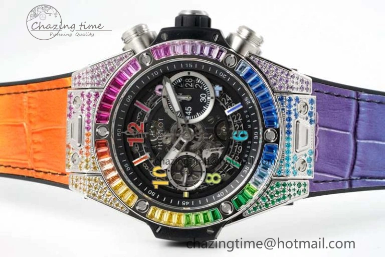 Big Bang Unico Rainbow King SS 45mm ZF 1:1 Best Edition on Rainbow Gummy Strap A1280