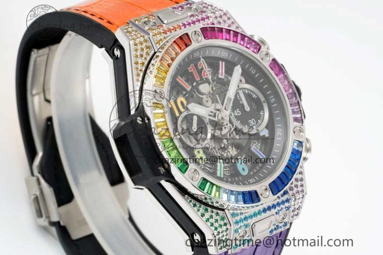 Big Bang Unico Rainbow King SS 45mm ZF 1:1 Best Edition on Rainbow Gummy Strap A1280