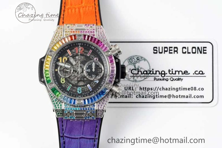 Big Bang Unico Rainbow King SS 45mm ZF 1:1 Best Edition on Rainbow Gummy Strap A1280