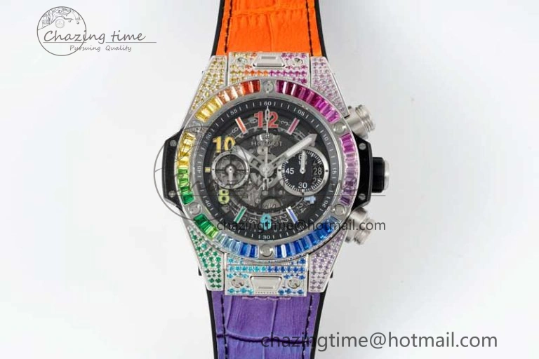 Big Bang Unico Rainbow King SS 45mm ZF 1:1 Best Edition on Rainbow Gummy Strap A1280