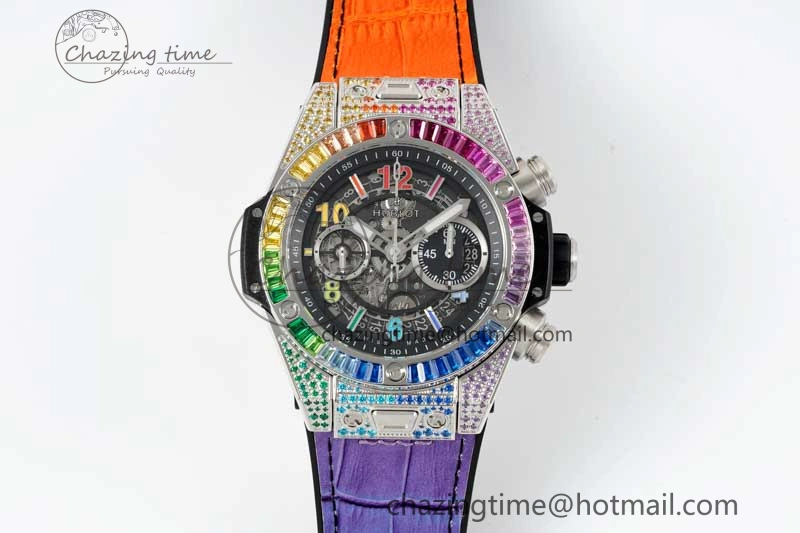 Big Bang Unico Rainbow King SS 45mm ZF 1:1 Best Edition on Rainbow Gummy Strap A1280
