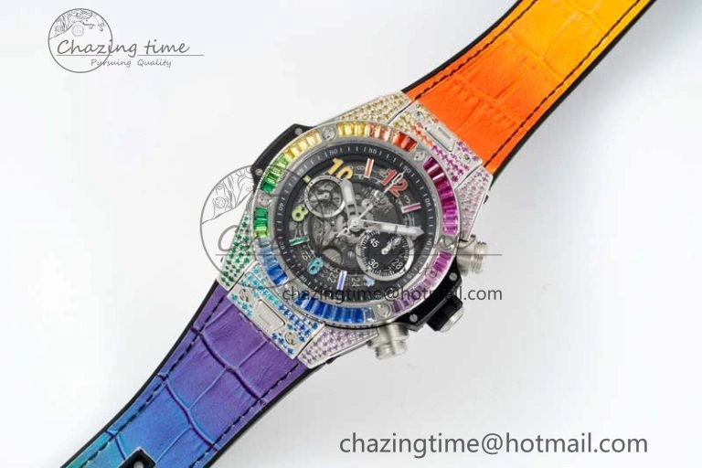 Big Bang Unico Rainbow King SS 45mm ZF 1:1 Best Edition on Rainbow Gummy Strap A1280