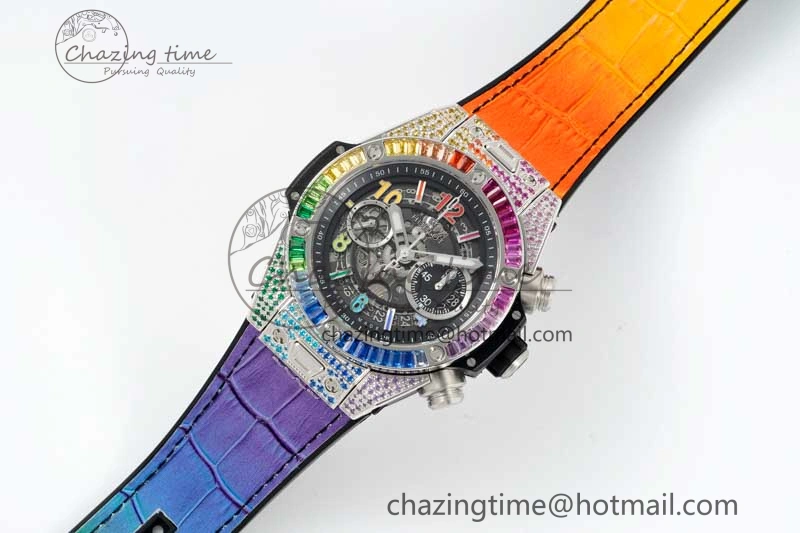 Big Bang Unico Rainbow King SS 45mm ZF 1:1 Best Edition on Rainbow Gummy Strap A1280