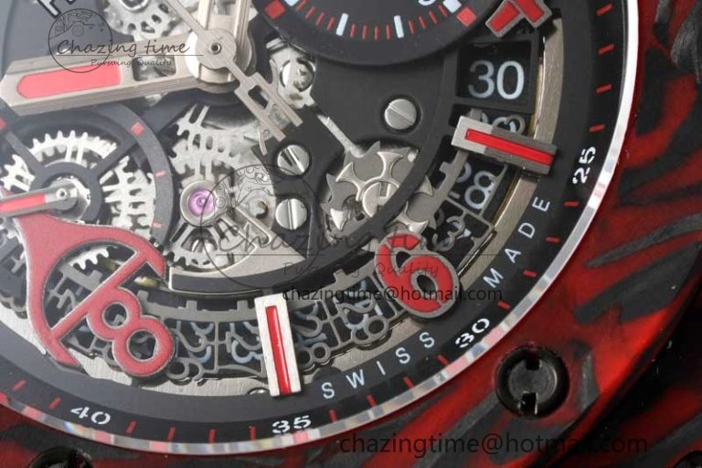 Big Bang Unico Red Carbon TWF Best Edition Skeleton Dial on Black Rubber Strap A1220