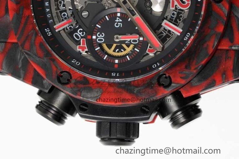 Big Bang Unico Red Carbon TWF Best Edition Skeleton Dial on Black Rubber Strap A1220