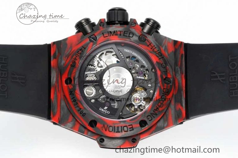 Big Bang Unico Red Carbon TWF Best Edition Skeleton Dial on Black Rubber Strap A1220