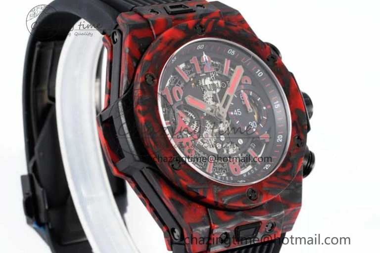 Big Bang Unico Red Carbon TWF Best Edition Skeleton Dial on Black Rubber Strap A1220