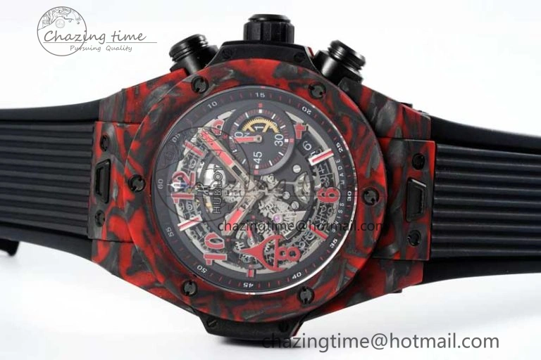 Big Bang Unico Red Carbon TWF Best Edition Skeleton Dial on Black Rubber Strap A1220