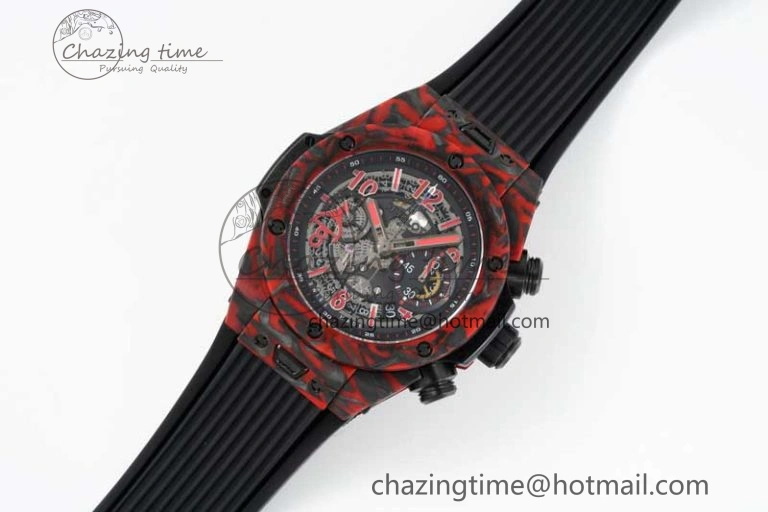 Big Bang Unico Red Carbon TWF Best Edition Skeleton Dial on Black Rubber Strap A1220
