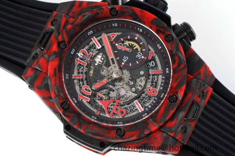 Big Bang Unico Red Carbon TWF Best Edition Skeleton Dial on Black Rubber Strap A1220