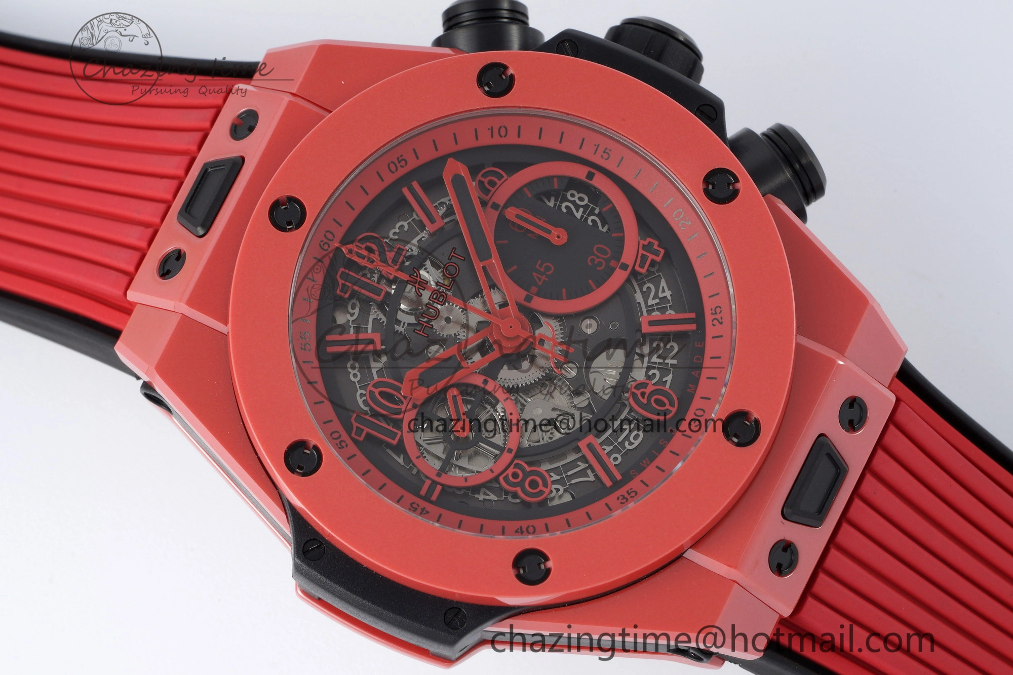 Big Bang Unico Red Magic Ceramic BBF 1:1 Best Edition Skeleton Dial on Red Rubber Strap A1280