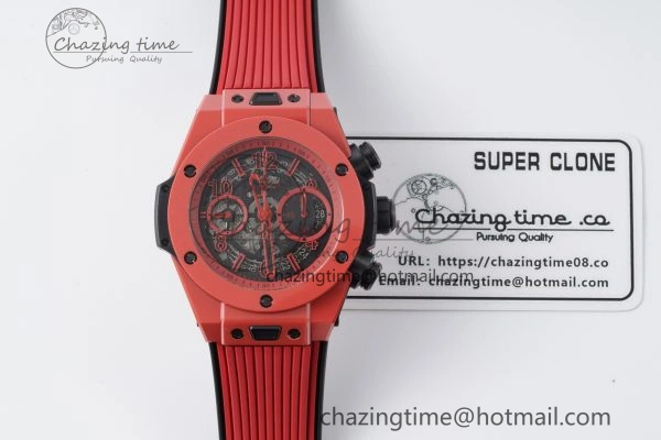 Big Bang Unico Red Magic Ceramic BBF 1:1 Best Edition Skeleton Dial on Red Rubber Strap A1280